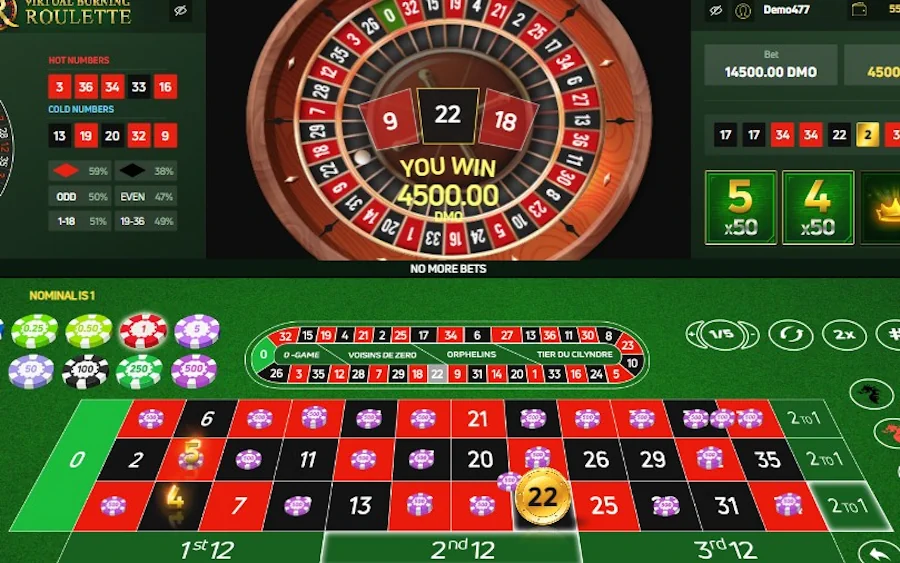 Virtual Burning Roulette win